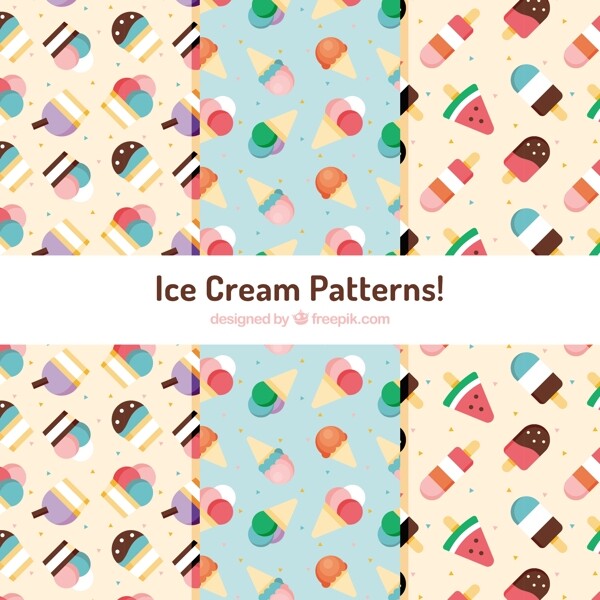 在平面设计的冰淇淋装饰图案