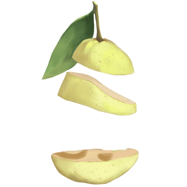 黄色分割的梨子卡通素材