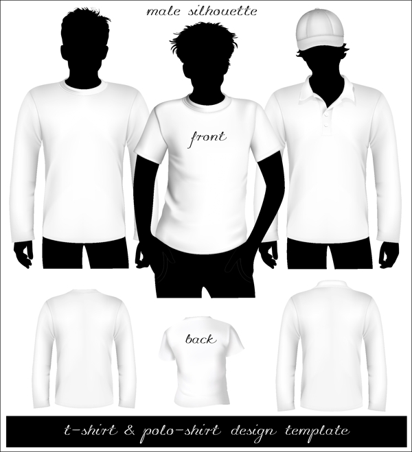 空白T恤衫和polo衫矢量图