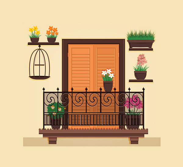 欧式阳台和盆栽