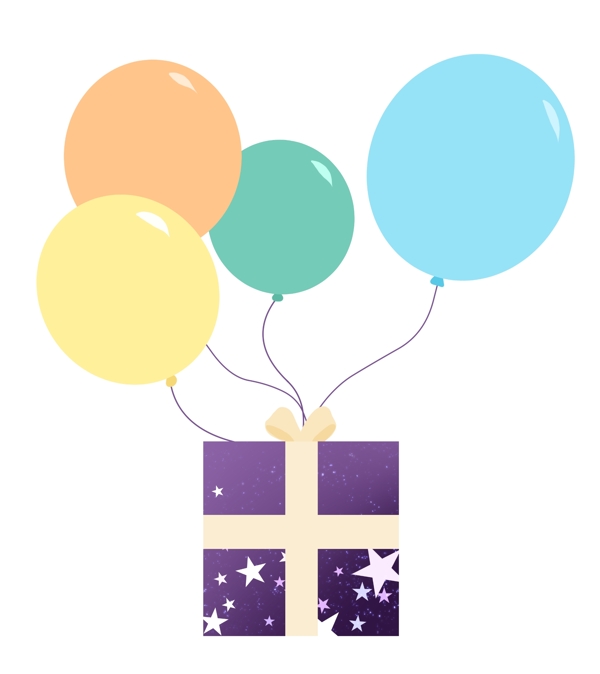 紫色礼物盒气球