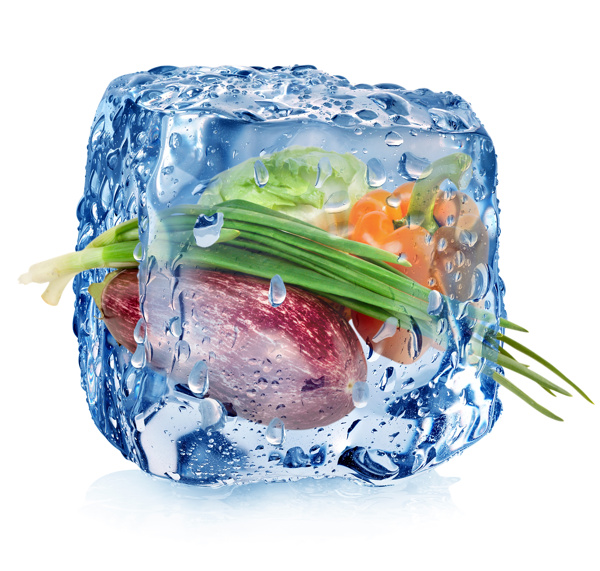 冰块里的蔬菜图片