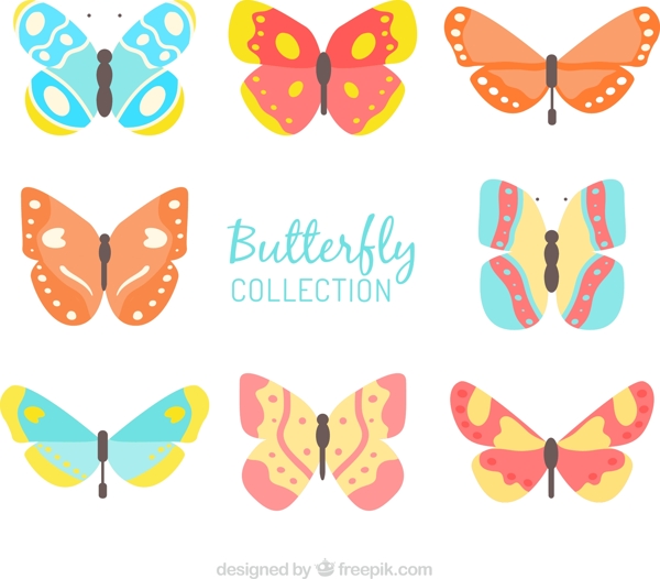 8款彩色蝴蝶设计矢量素材
