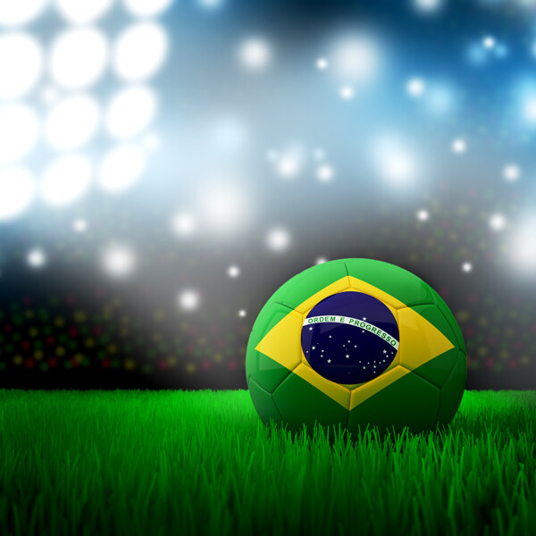 草坪上的世界杯标志足球图片
