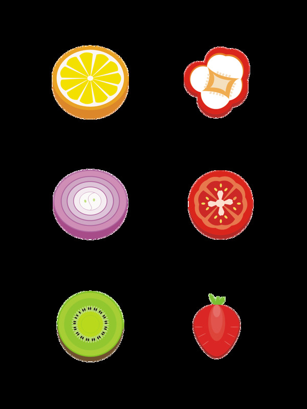 简单蔬菜水果彩色切面卡通