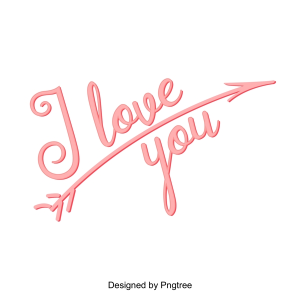 我爱你情人节标题箭头粉色字体设计
