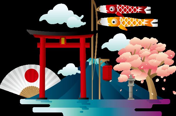 日本元素旅游旅行合成海报素材