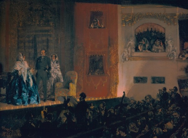 AdolphMenzelTheatreduGymnaseinParis高清西方古典人物宗教人物神话人物巴洛克艺术油画装饰画
