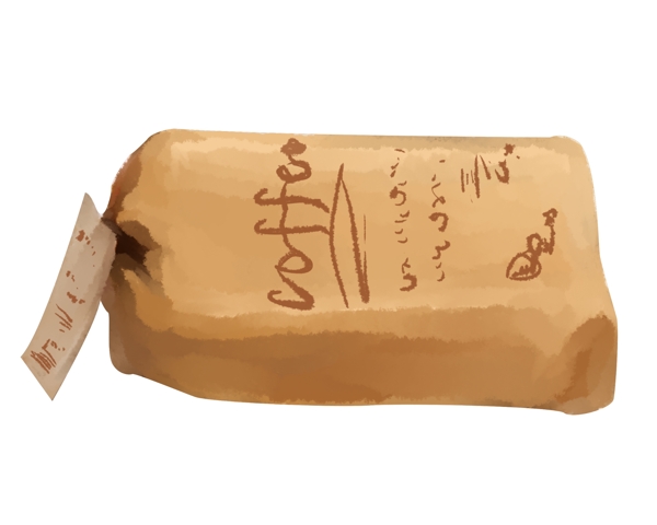 棕色的咖啡袋手绘插画