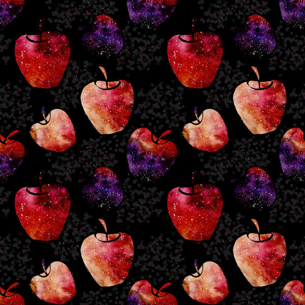 手绘水彩苹果背景png透明素材