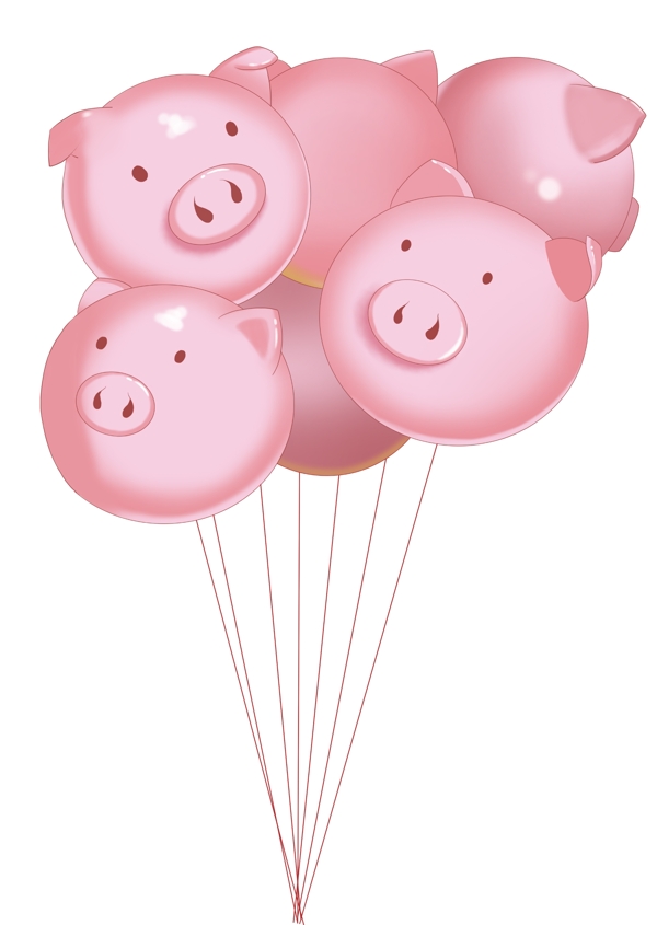 粉色小猪过年唯美气球