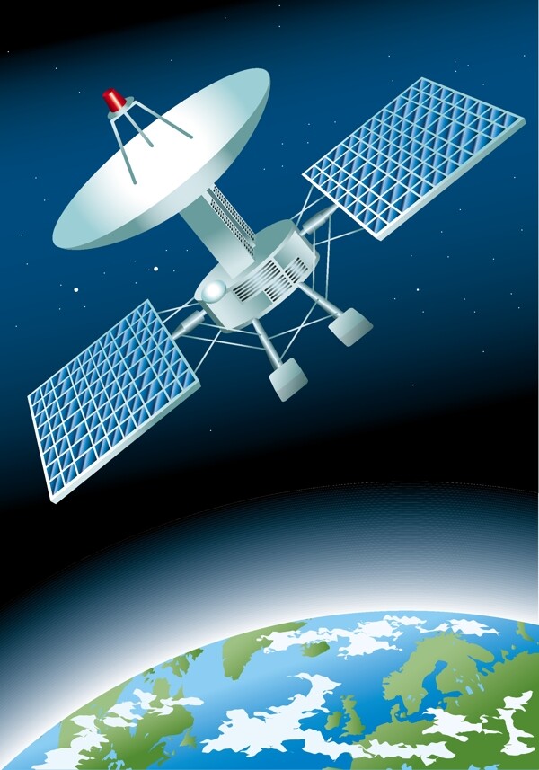 环绕地球的人造卫星矢量素材