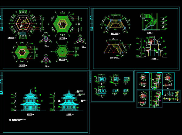殿阁方案CAD景观图纸