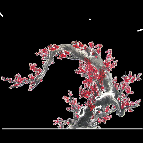 梅花花朵水墨古风装饰枝头水彩