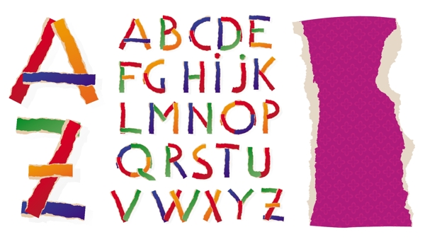 撕纸ABC矢量字体