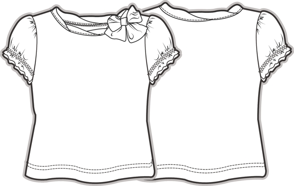 短袖蕾丝边小宝宝服装是设计素材线稿矢量