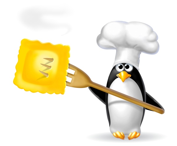 手拿叉子的企鹅厨师图片