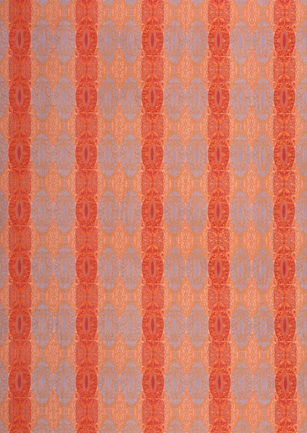 橙色花边条纹布艺壁纸