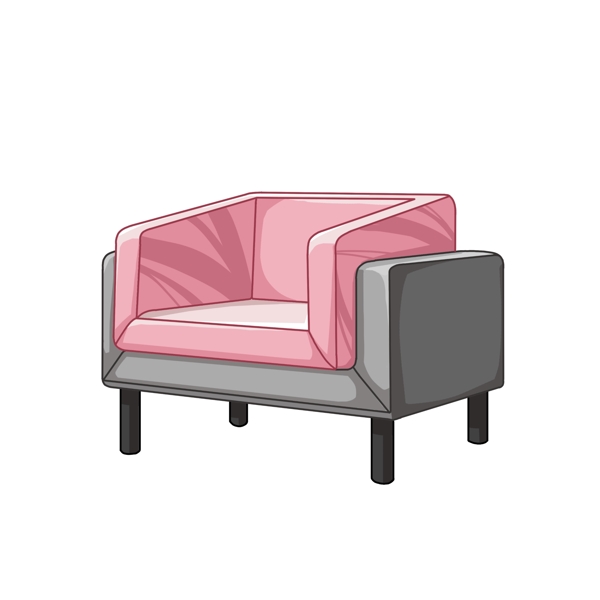 卡通手绘粉色沙发椅插画