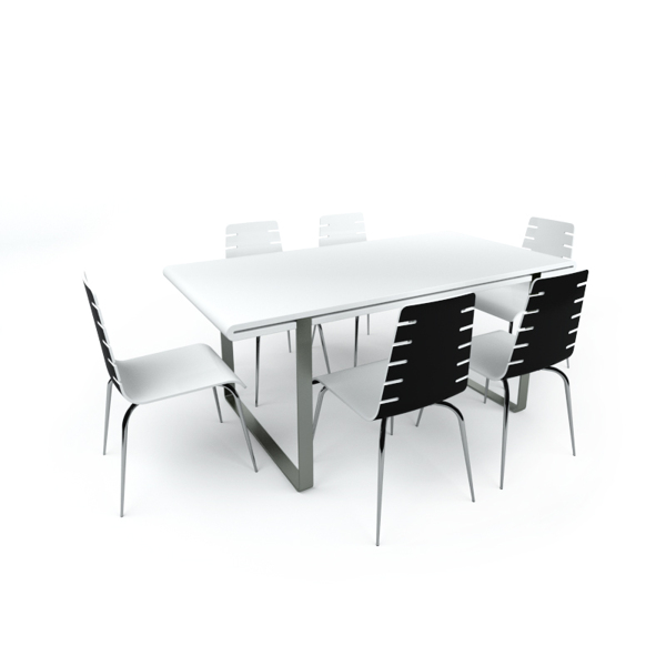 黑白现代餐桌椅组合