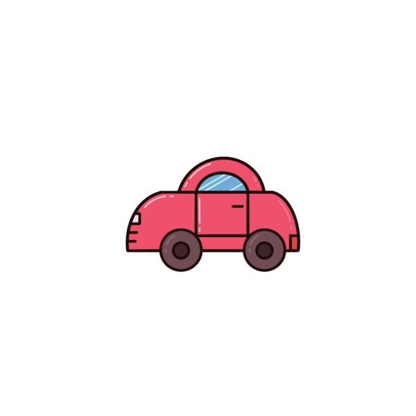 简约可爱红色小轿车交通工具