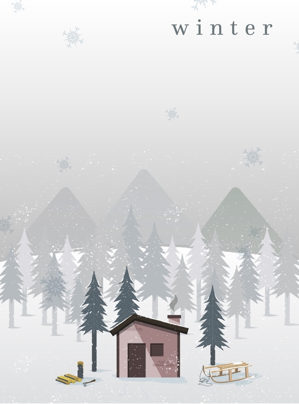 灰色安静下雪圣诞节海报背景