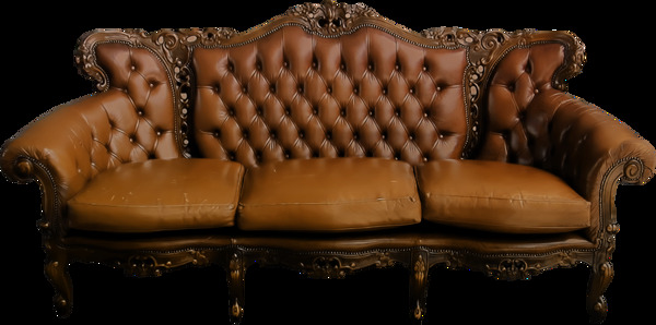 深棕色欧式沙发png元素
