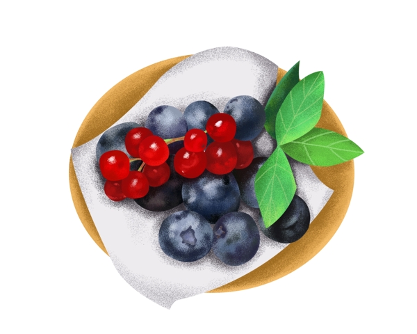 一盘蓝莓葡萄