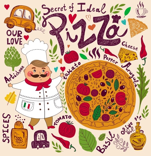 卡通人物披萨美食设计