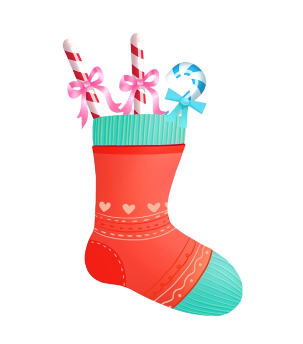 圣诞节卡通糖果手绘节日礼物可爱袜子