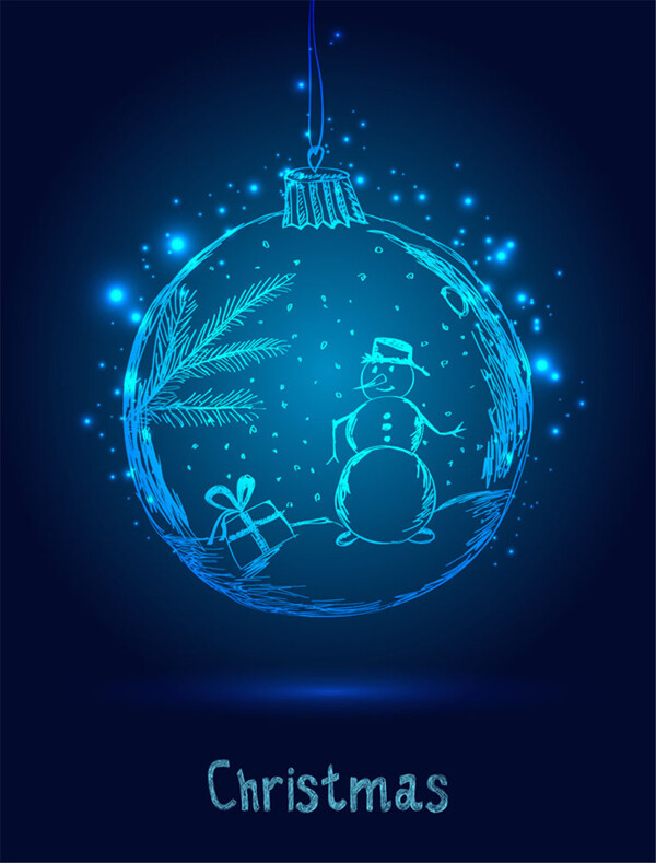 蓝色圣诞球设计图片