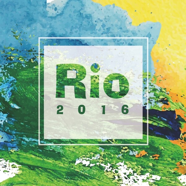水彩喷溅里约奥运会2016海报图