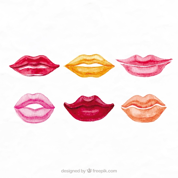 6款彩绘嘴唇设计矢量图