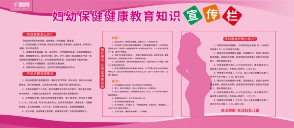 简约粉色妇幼保健健康教育宣传栏内容展板