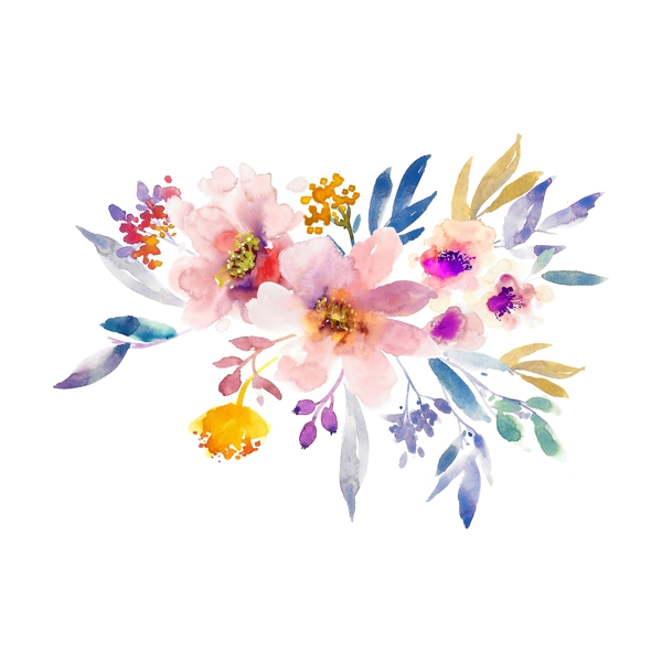 手绘水彩花卉卡通植物素材
