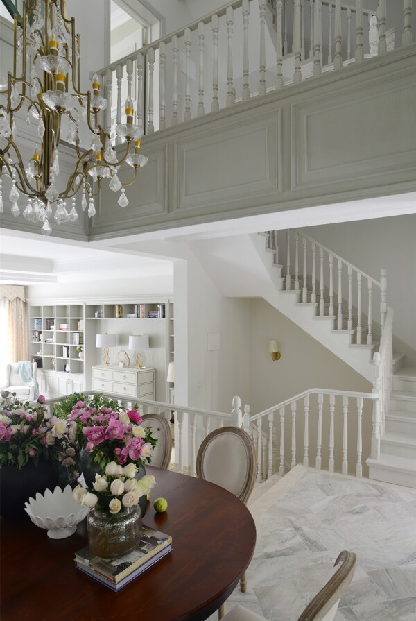 美式白色楼梯设计图