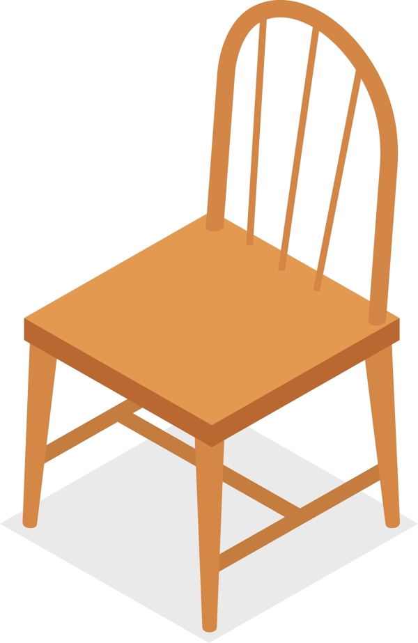 黄色实木椅子插画