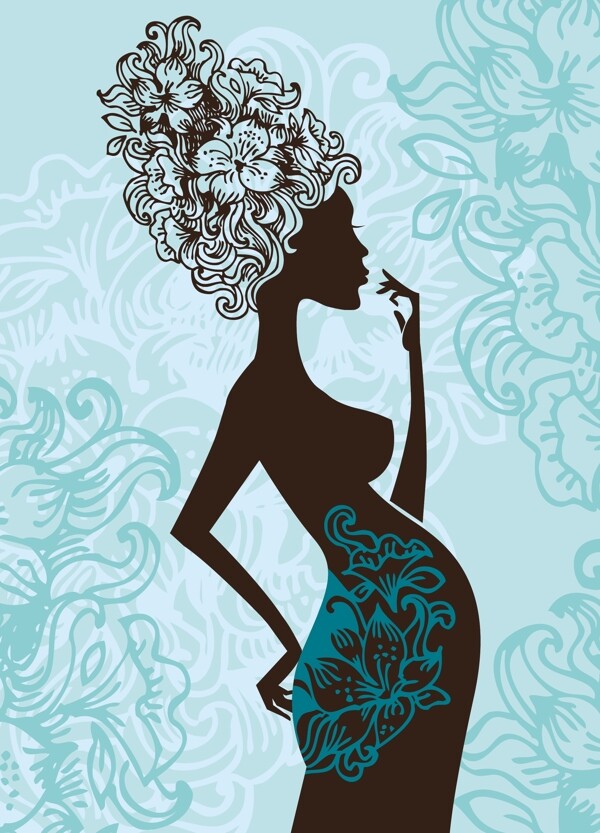 时尚怀孕妇女插画设计图片