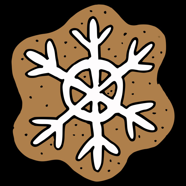 手绘一块花朵形状饼干冬天透明装饰素材