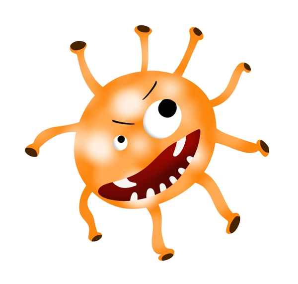 橙色病毒性细菌插画