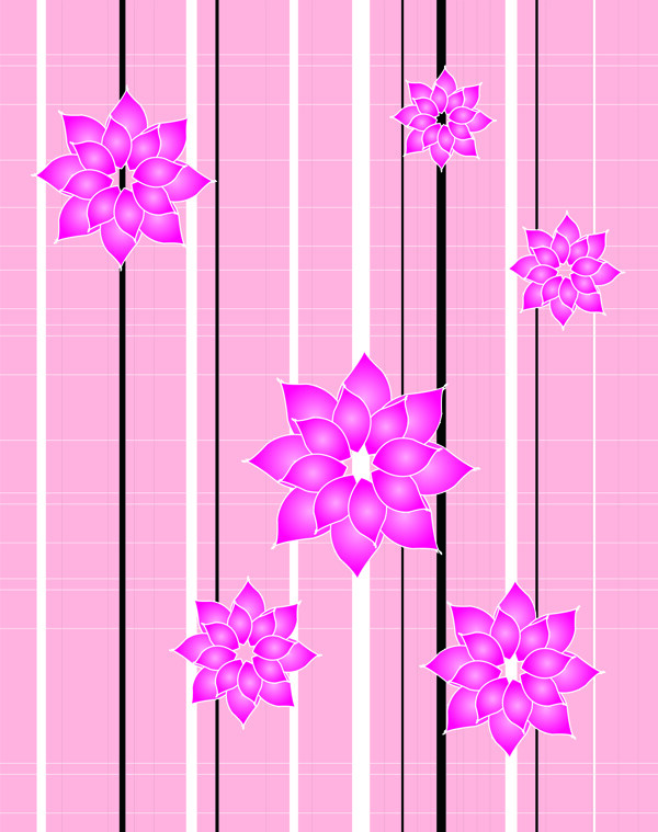粉色花朵黑白条纹