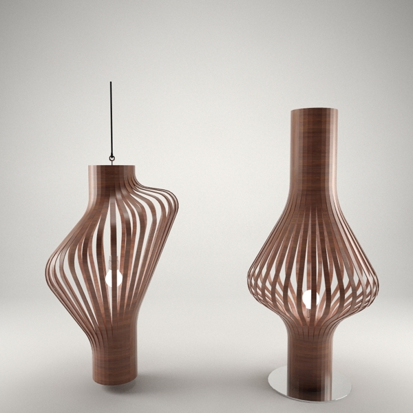 竹篾造型台灯创意台灯3d模型