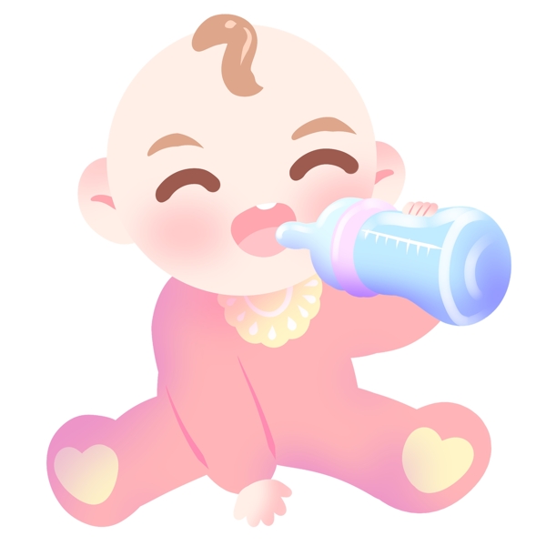 喝奶的婴儿宝贝插画