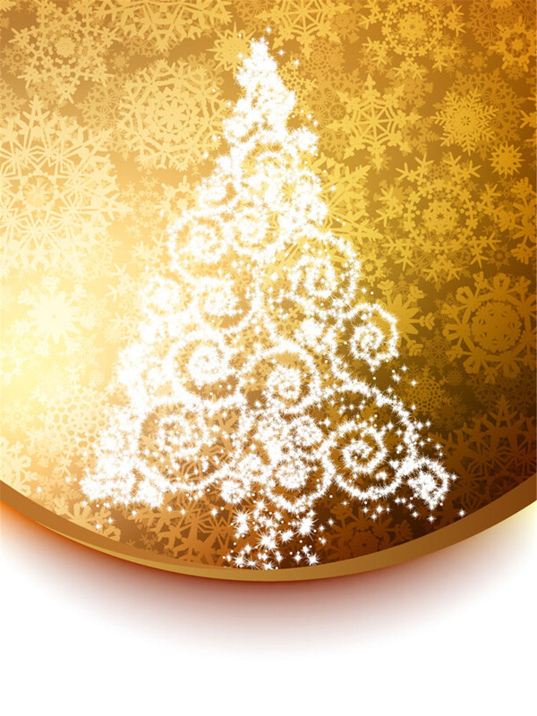 金色花纹圣诞树图片