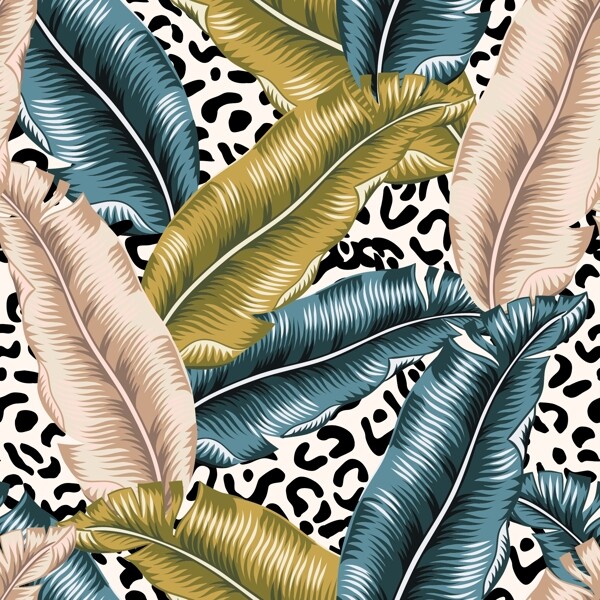 豹纹热带树叶图片