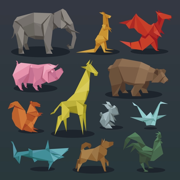动物折纸矢量素材