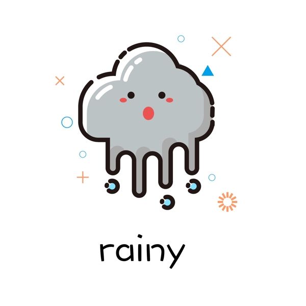 天气雨mbe风格手绘插画手账商用元素