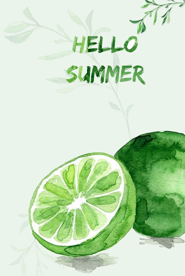 夏日绿色水果绿色背景素材