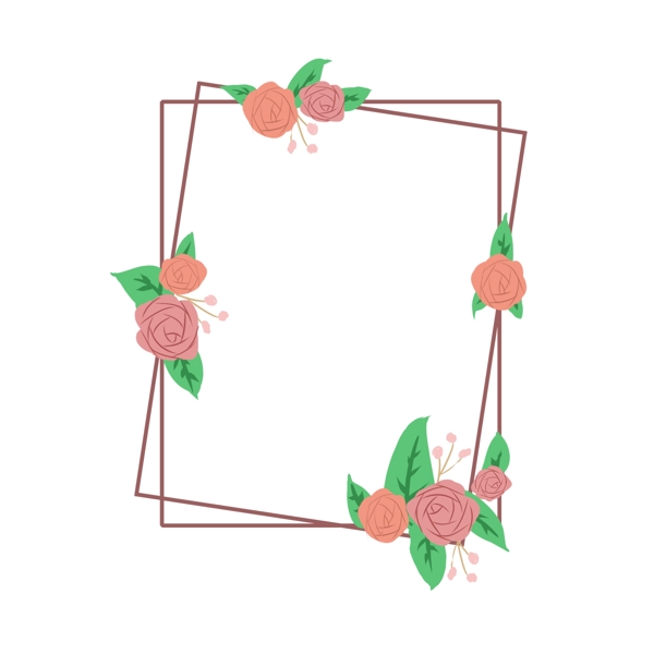 粉色的花朵边框插画