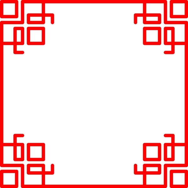 中国风简约红色方框元素矢量海报边框